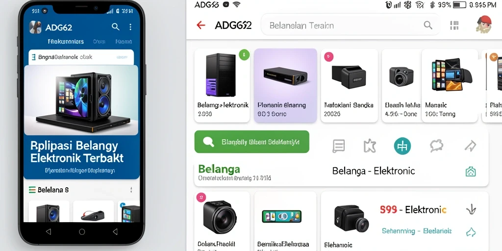 Tampilan antarmuka pengguna aplikasi ADG62 untuk belanja elektronik.