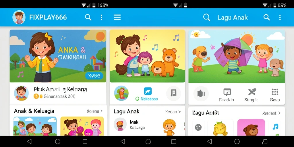 Tampilan antarmuka FIXPLAY666 yang ceria dan menarik untuk anak-anak.