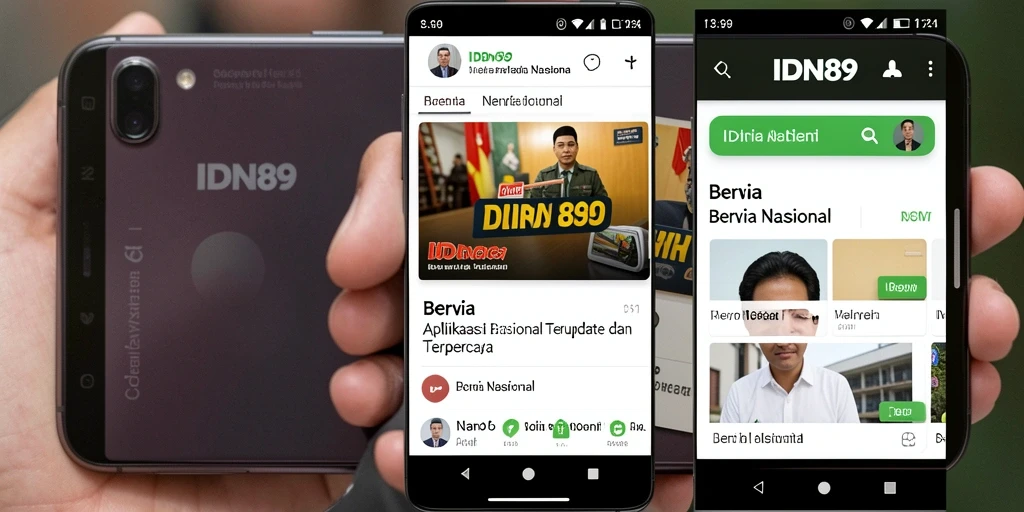 Antarmuka aplikasi IDN89 menampilkan berita nasional terkini dan relevan.