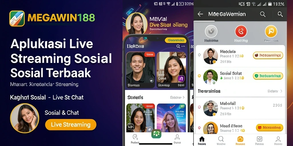 Antarmuka aplikasi MEGAWIN188 yang menarik untuk Live Streaming.