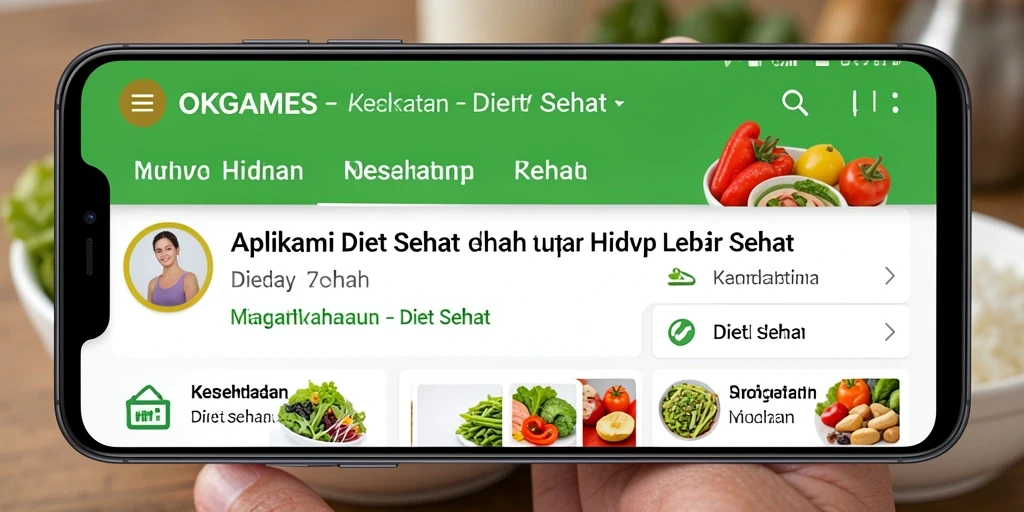 Screenshot antarmuka aplikasi OKGAMES yang menampilkan fungsi Diet Sehat.
