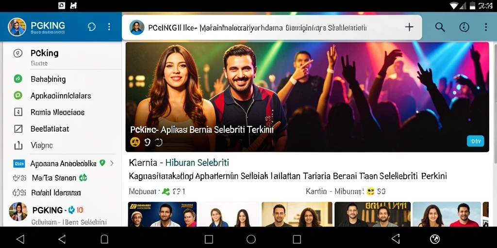 Antarmuka PGKING menampilkan berita hiburan dengan menarik dan informatif.