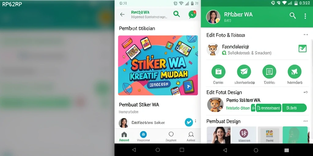 Tampilan antarmuka RP62RP saat mendesain stiker WA.