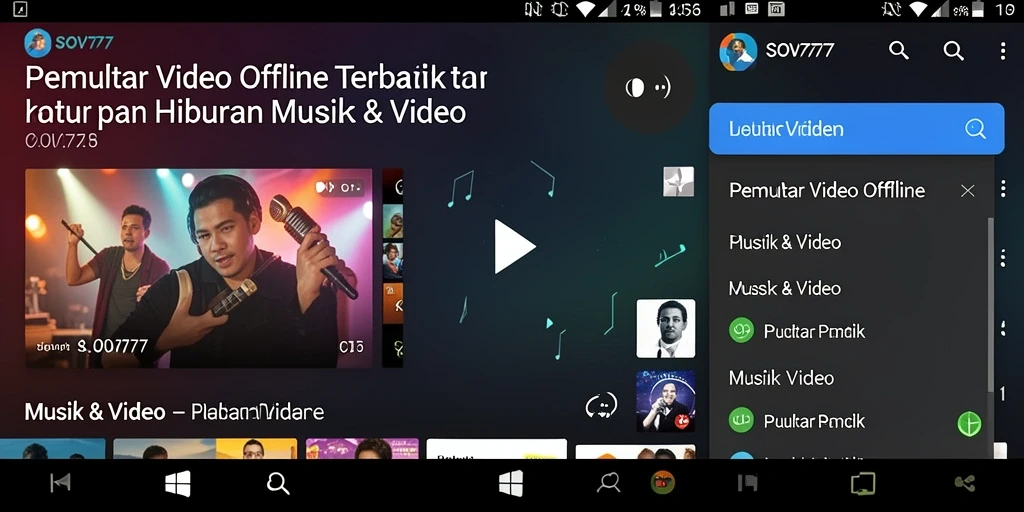 Antarmuka SOV777 yang sederhana dan fungsional untuk Pemutar Video Offline.
